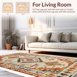Ultra Soft Area Rug, Non Slip, Stain Resistant, Washable Area Rugs for Living Room, Bedroom, Rustic Earthy Tribal Design(Beige)