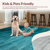 Ultra Soft Area Rug, Non Slip, Stain Resistant, Washable Area Rugs for Living Room, Bedroom, Elegant Modern Grey Swirls(Blue)