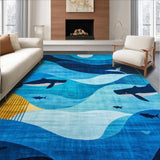 Ultra Soft Area Rug, Non Slip, Stain Resistant, Washable Area Rugs for Living Room, Bedroom, Trendy Blue Toned Aesthetic(Blue)