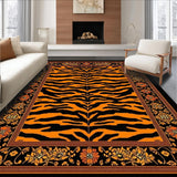 Ultra Soft Area Rug, Non Slip, Stain Resistant, Washable Area Rugs for Living Room, Bedroom, Tiger Print Area Boho Decor(Black)