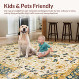 Ultra Soft Area Rug, Non Slip, Stain Resistant, Washable Area Rugs for Living Room, Bedroom, Chic Minimalist Floral Arrangement(Beige)