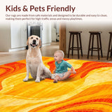 Ultra Soft Area Rug, Non Slip, Stain Resistant, Washable Area Rugs for Living Room, Bedroom, Dynamic Orange Yellow Dreamscape(Orange)
