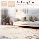 Ultra Soft Area Rug, Non Slip, Stain Resistant, Washable Area Rugs for Living Room, Bedroom, Garden Vista Area Beige Floral for Serene Spaces(Beige)