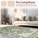 Ultra Soft Area Rug, Non Slip, Stain Resistant, Washable Area Rugs for Living Room, Bedroom, Timeless Ornate Tiled Aesthetic(Green)