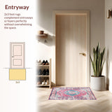Ultra Soft Area Rug, Non Slip, Stain Resistant, Washable Area Rugs for Living Room, Bedroom, Vibrant Earthy Geometric Appeal(Pink)