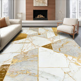 Ultra Soft Area Rug, Non Slip, Stain Resistant, Washable Area Rugs for Living Room, Bedroom, Auraweave Area Abstract Beige Gold Marble Geometric(White)