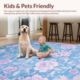 Ultra Soft Area Rug, Non Slip, Stain Resistant, Washable Area Rugs for Living Room, Bedroom, Charming Soft Geometric Elements(Blue)