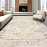 Ultra Soft Area Rug, Non Slip, Stain Resistant, Washable Area Rugs for Living Room, Bedroom, Boho Inspired Round Earthy Ivory & Light Beige Woven Accent Area(Ivory)