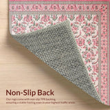 Ultra Soft Area Rug, Non Slip, Stain Resistant, Washable Area Rugs for Living Room, Bedroom, Chic Pastel Floral Swirl(Pink)