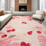 Ultra Soft Area Rug, Non Slip, Stain Resistant, Washable Area Rugs for Living Room, Bedroom, Sweet Pink Bow Cherry Blossom Area Rug Pattern(Pink)