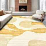 Golden Beige Plush Round with Abstract Art(Beige)