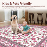 Ultra Soft Area Rug, Non Slip, Stain Resistant, Washable Area Rugs for Living Room, Bedroom, Serene Cottage Garden Look(White)