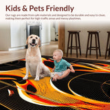 Ultra Soft Area Rug, Non Slip, Stain Resistant, Washable Area Rugs for Living Room, Bedroom, Playful Sporty Dynamic Style(Orange)