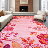 Ultra Soft Area Rug, Non Slip, Stain Resistant, Washable Area Rugs for Living Room, Bedroom, Stylish Abstract Floral Celebration(Pink)