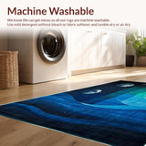 Ultra Soft Area Rug, Non Slip, Stain Resistant, Washable Area Rugs for Living Room, Bedroom, Stylish Earthy Abstract Motif(Blue)