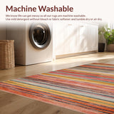 Ultra Soft Area Rug, Non Slip, Stain Resistant, Washable Area Rugs for Living Room, Bedroom, Modern Eclectic Stripe Arrangement(Red)