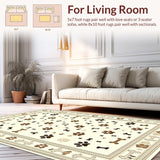 Ultra Soft Area Rug, Non Slip, Stain Resistant, Washable Area Rugs for Living Room, Bedroom, Artistic Subtle Paw Print Elegance(Beige)