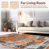Ultra Soft Area Rug, Non Slip, Stain Resistant, Washable Area Rugs for Living Room, Bedroom, Cozy Abstract Floral Touch(Orange)