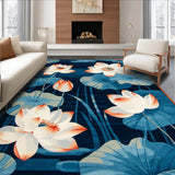 Ultra Soft Area Rug, Non Slip, Stain Resistant, Washable Area Rugs for Living Room, Bedroom, Rustic Tropical Print Fusion(Blue)