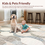 Ultra Soft Area Rug, Non Slip, Stain Resistant, Washable Area Rugs for Living Room, Bedroom, Rustic Minimalist Scalloped Style(Beige)