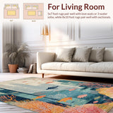 Ultra Soft Area Rug, Non Slip, Stain Resistant, Washable Area Rugs for Living Room, Bedroom, Aquatic Sanctuary Decorative Rug With Marine Life Illustrations(Gray)