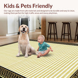 Ultra Soft Area Rug, Non Slip, Stain Resistant, Washable Area Rugs for Living Room, Bedroom, Chic Modern Diamond Pattern Elegance(Gold)