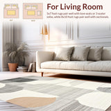 Ultra Soft Area Rug, Non Slip, Stain Resistant, Washable Area Rugs for Living Room, Bedroom, Serene Minimalist Creamy Wavy Design(Gray)