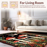 Ultra Soft Area Rug, Non Slip, Stain Resistant, Washable Area Rugs for Living Room, Bedroom, Autumn-Inspired Mushroom Motif(Red)