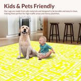 Ultra Soft Area Rug, Non Slip, Stain Resistant, Washable Area Rugs for Living Room, Bedroom, Vibrant Lattice Design Statement(Yellow)