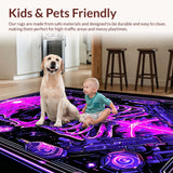 Ultra Soft Area Rug, Non Slip, Stain Resistant, Washable Area Rugs for Living Room, Bedroom, Colorful UV Reactive Elements(Purple)