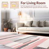 Ultra Soft Area Rug, Non Slip, Stain Resistant, Washable Area Rugs for Living Room, Bedroom, Chic Blush Geometric Elegance(Gray)