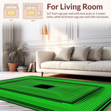 Ultra Soft Area Rug, Non Slip, Stain Resistant, Washable Area Rugs for Living Room, Bedroom, Sleek Monochrome Hypnotic Design(Green)