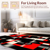Ultra Soft Area Rug, Non Slip, Stain Resistant, Washable Area Rugs for Living Room, Bedroom, Chic Black and White Composition(Black)