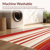 Ultra Soft Area Rug, Non Slip, Stain Resistant, Washable Area Rugs for Living Room, Bedroom, Santa Monica Red/Beige Square Area(Red)