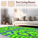 Ultra Soft Area Rug, Non Slip, Stain Resistant, Washable Area Rugs for Living Room, Bedroom, Brightly Colored Urban Grid Layout(Green)