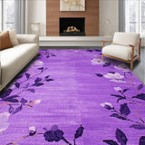 Ultra Soft Area Rug, Non Slip, Stain Resistant, Washable Area Rugs for Living Room, Bedroom, Trendy Purple Blossom Theme(Purple)