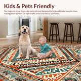 Ultra Soft Area Rug, Non Slip, Stain Resistant, Washable Area Rugs for Living Room, Bedroom, Chic Colorful Diamond Arrangement(Orange)