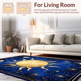 Ultra Soft Area Rug, Non Slip, Stain Resistant, Washable Area Rugs for Living Room, Bedroom, Stellar Dreamy Moonlit Pattern(Blue)