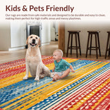 Ultra Soft Area Rug, Non Slip, Stain Resistant, Washable Area Rugs for Living Room, Bedroom, Striking Earthy Stripe Composition(Red)
