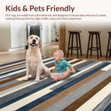 Ultra Soft Area Rug, Non Slip, Stain Resistant, Washable Area Rugs for Living Room, Bedroom, Lively Patterned Striping with Flair(Brown)
