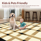 Ultra Soft Area Rug, Non Slip, Stain Resistant, Washable Area Rugs for Living Room, Bedroom, Elegant Neutral Toned Checkerboard(Beige)