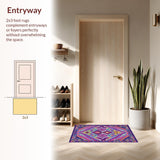 Ultra Soft Area Rug, Non Slip, Stain Resistant, Washable Area Rugs for Living Room, Bedroom, Vibrant Trellis Patterned Accent(Purple)