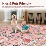 Ultra Soft Area Rug, Non Slip, Stain Resistant, Washable Area Rugs for Living Room, Bedroom, Elegant Medallion Watercolor Design(Pink)