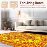 Ultra Soft Area Rug, Non Slip, Stain Resistant, Washable Area Rugs for Living Room, Bedroom, Soft Pom Pom Fringe Accents(Yellow)