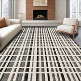 Ultra Soft Area Rug, Non Slip, Stain Resistant, Washable Area Rugs for Living Room, Bedroom, Monochrome Striped Rug, Modern Geometric Design(Gray)