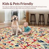 Ultra Soft Area Rug, Non Slip, Stain Resistant, Washable Area Rugs for Living Room, Bedroom, Artistic Boho Area with Rich Beige and Colorful Geometric Elements(Yellow)