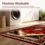 Ultra Soft Area Rug, Non Slip, Stain Resistant, Washable Area Rugs for Living Room, Bedroom, Elegant Transitional Red Patterns(Red)