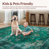 Ultra Soft Area Rug, Non Slip, Stain Resistant, Washable Area Rugs for Living Room, Bedroom, Classic Ornate Medallion Patterns(Blue)