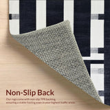 Ultra Soft Area Rug, Non Slip, Stain Resistant, Washable Area Rugs for Living Room, Bedroom, Modern Stripe Fusion Rug with Bold Contrasting Bands and Minimalist Linear Art(Black)