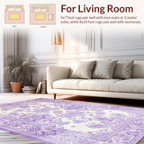 Ultra Soft Area Rug, Non Slip, Stain Resistant, Washable Area Rugs for Living Room, Bedroom, Luxurious Fluffy Modern Geometric(Purple)